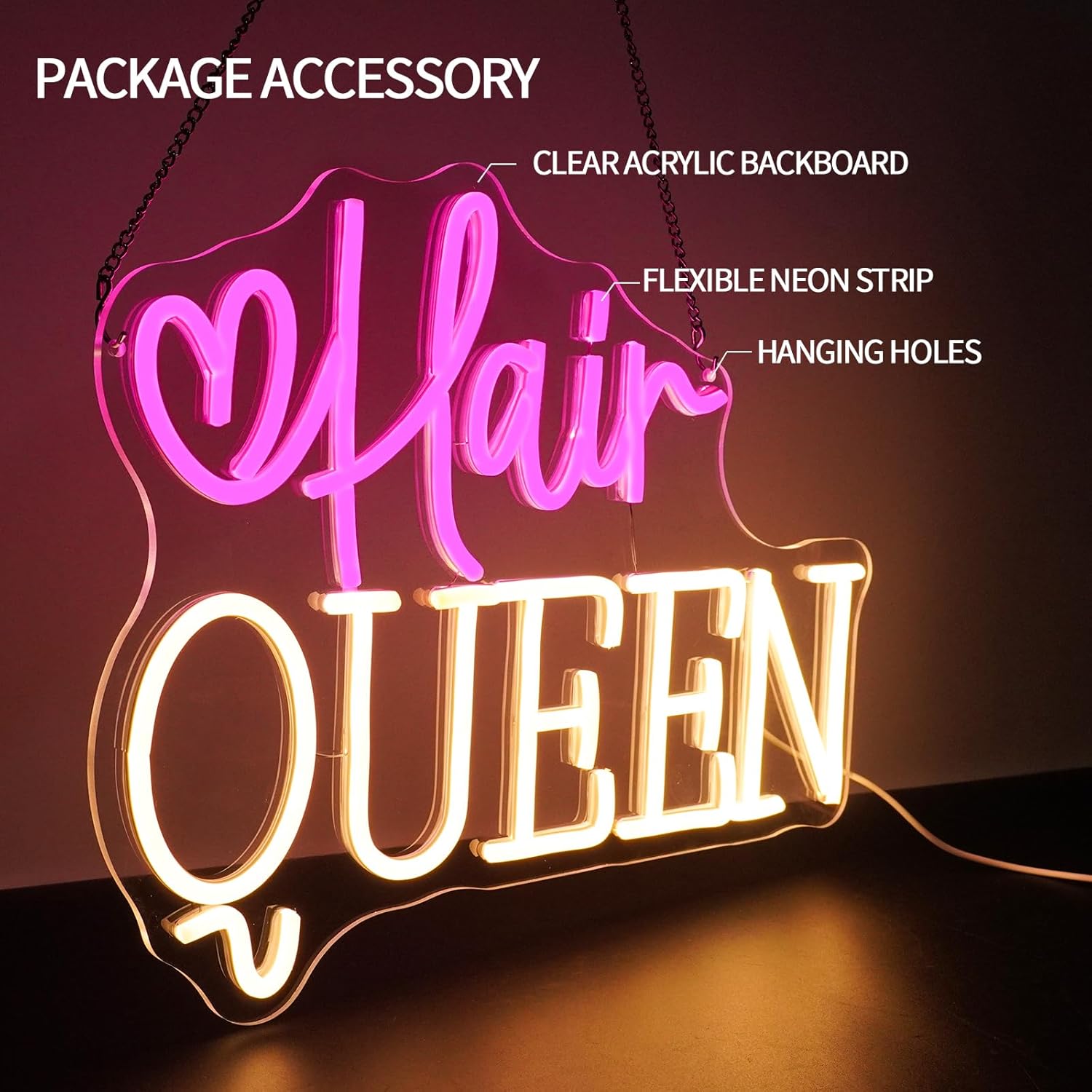 Hair Queen Neon Sign USB Power - Beauty Queen Makeup Studio recension och pris
