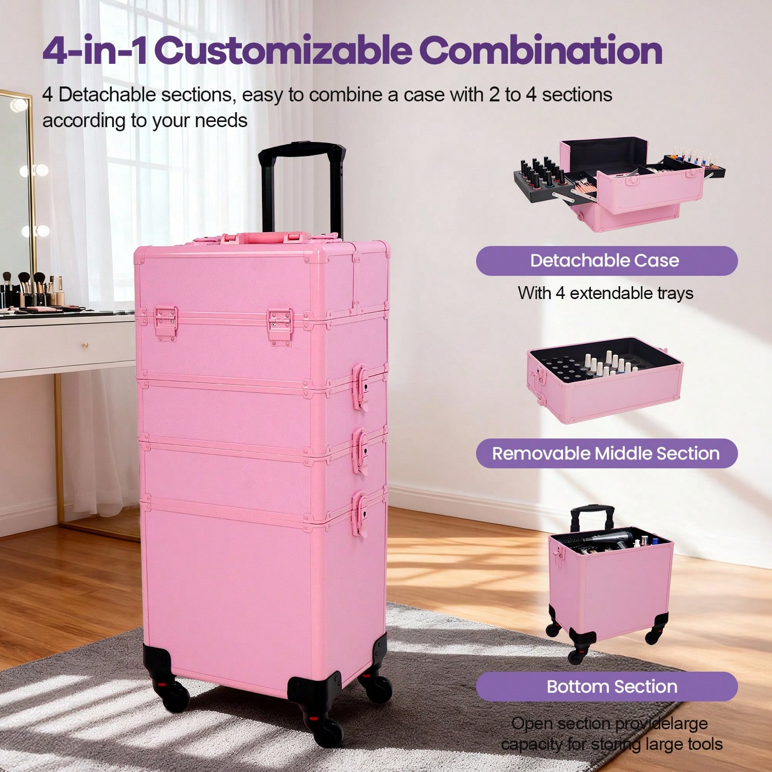 Rolling Makeup Train Case 4 in - Beauty Makeup Vanity recension och pris