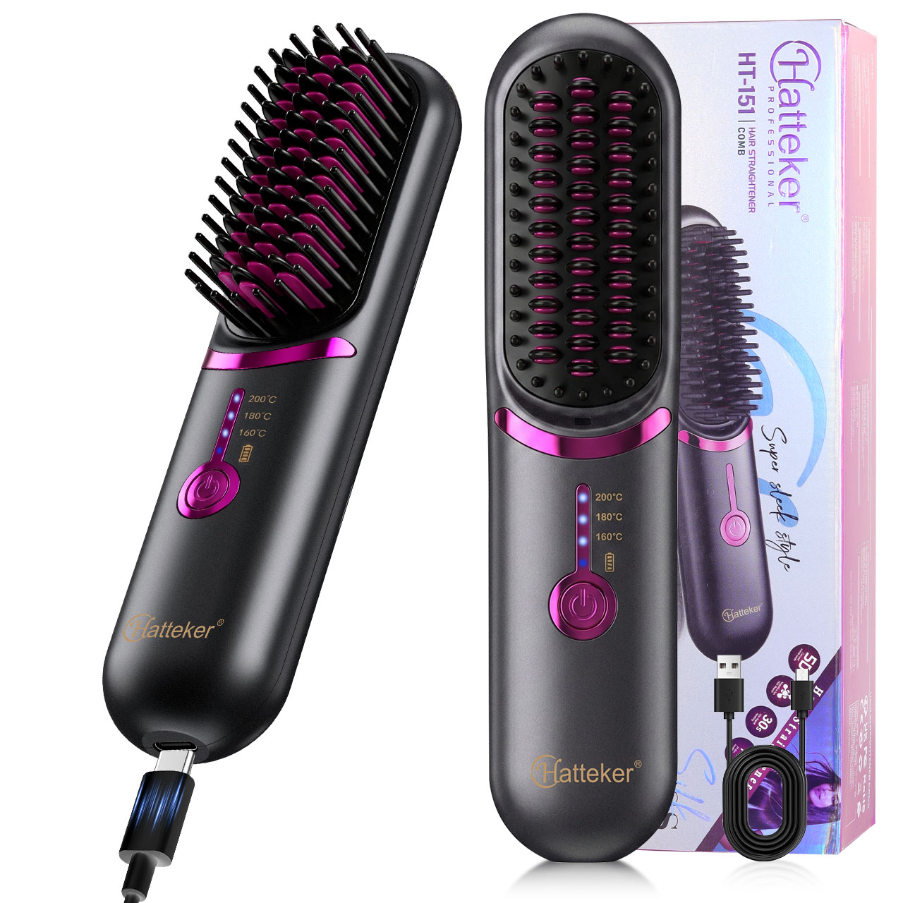 Hatteker Wireless Portable Tra - Hair Straightener recension och pris